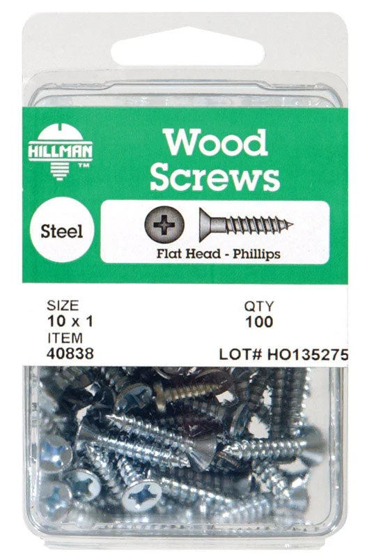 Screws for Tiling and Flooring Work-Hillman No. 6 x 3/4 in. L Phillips Zinc-Plated Wood Screws 100 pk (Pack of 5)