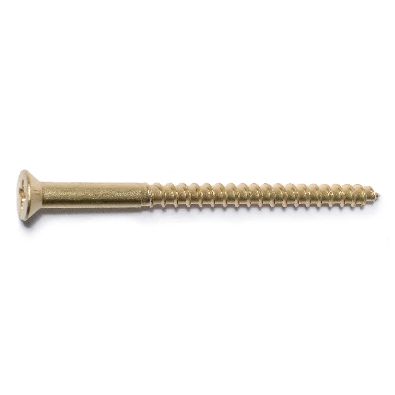 Self-Tapping Screws for Easy Installation-#8 x 2-1/2" Brass Phillips Flat Head Wood Screws