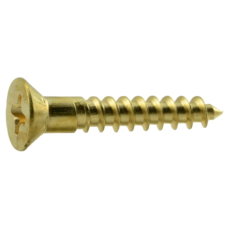 Stainless Steel Screws for HVAC Installations-#8 x 1" Brass Phillips Flat Head Wood Screws