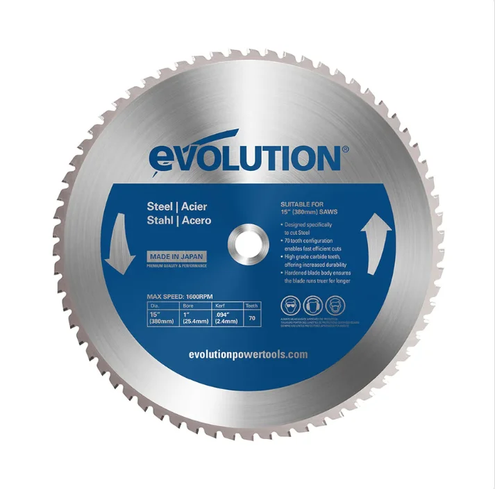 Industrial Quality Saw Blades for Precision Cutting-Evolution 15BLADEST | 15 In. | 70T | 1 In. Arbor | Mild Steel And Ferrous Metal TCT Blade