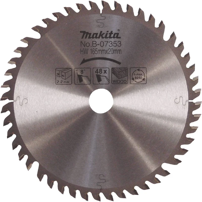 Woodworking Saw Blades for Furniture Construction-Makita B-07353 6-1/2" 48T Carbide Blade For SP6000K