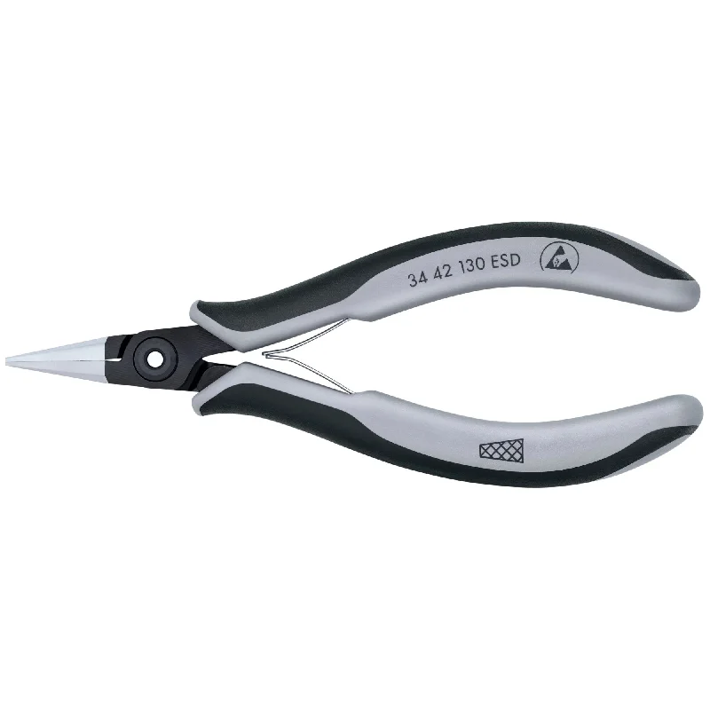 Miniature Pliers for Precision Jewelry Work-Knipex 34 42 130 ESD 5 1/4" Electronics Pliers-Flat Wide Tips, ESD Handles