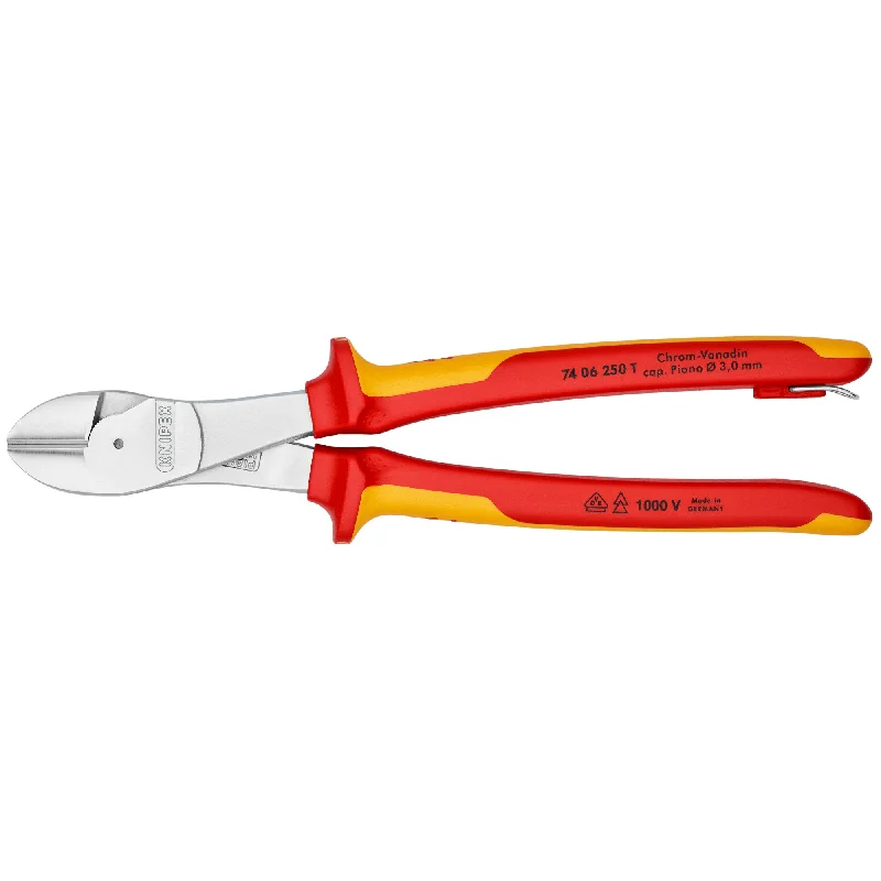 Bending Pliers for Shaping Metal and Wire-Knipex 74 06 250 T 10" High Leverage Diagonal Cutters-1000V Insulated-Tethered Attachment