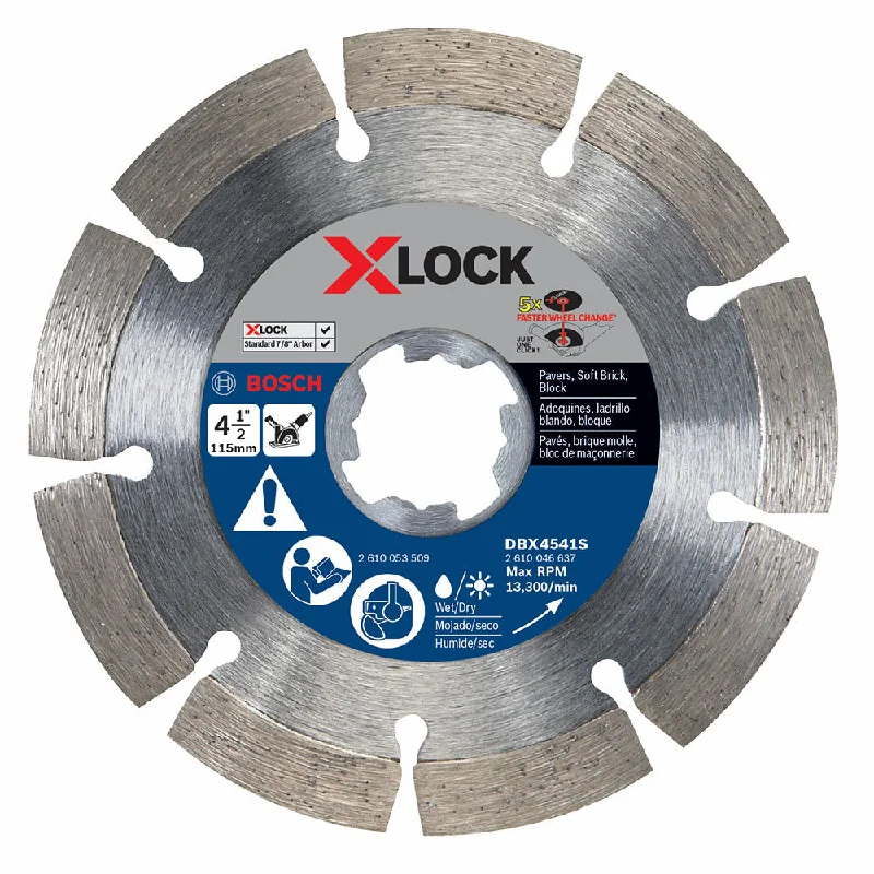 Industrial Saw Blades for Heavy-Duty Applications-Bosch DBX4541S 4-1/2" Segmented Rim Diamond Blade, X-Lock