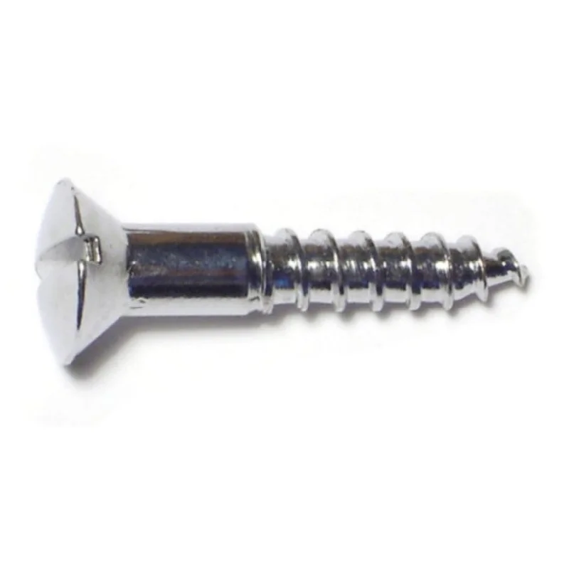 Self-Tapping Screws for Metal and Plastic-#8 x 1" Chrometint Brass Slotted Oval Head Wood Screws (30 pcs.)