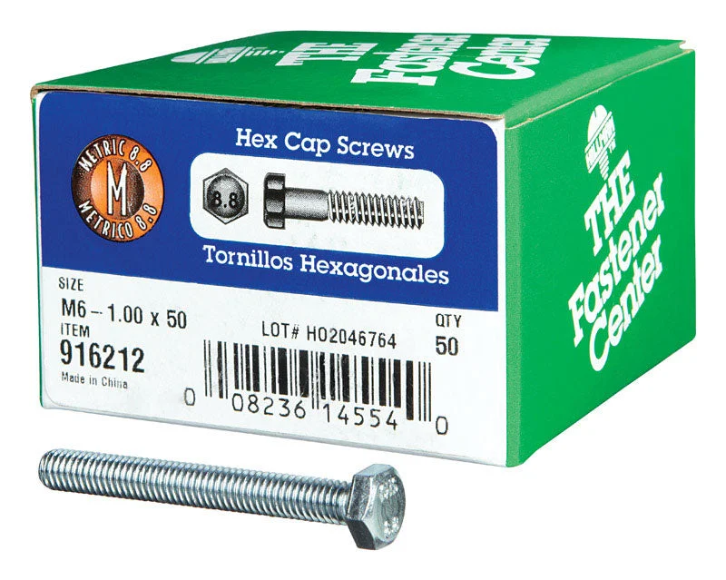 Screws for Framing and Carpentry Work-HILLMAN M6-1.00 mm D X 50 mm L Heat Treated Steel Hex Head Cap Screw 50 pk