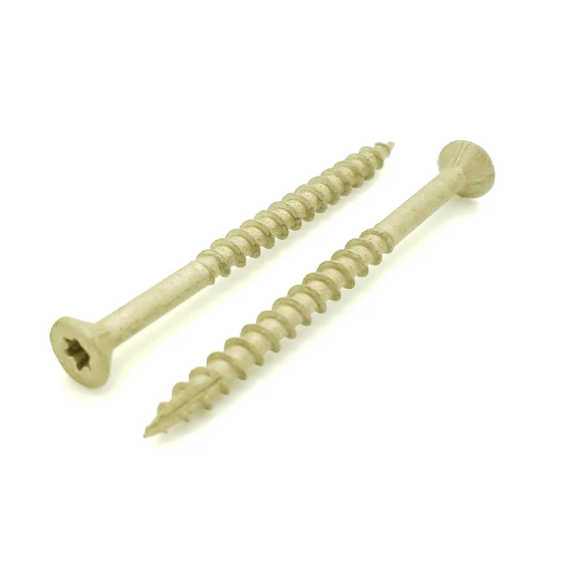 Screws with Torx Head for Extra Grip-100 Qty #9 x 2-1/2" Inch Tan Fence & Deck Screws | Torx Star Drive | Bit Included (BCP919)