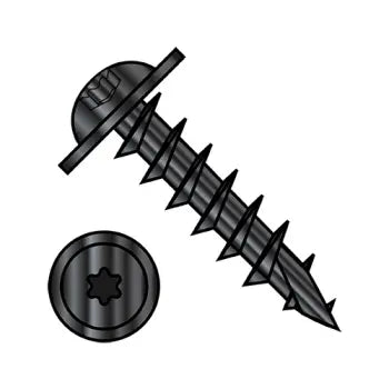 Pan Head Screws for Secure Fastening-JFAST 1010DTRW17DB - 10-9X5/8  6 Lobe Round Washer Head Deep Thread Wood Screw Type 17 Full Thread Black Oxide, Case Quantity: 
3,000