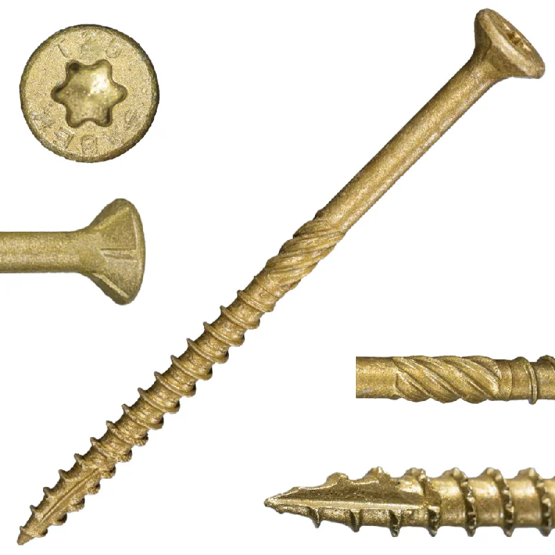 Sheet Metal Screws for DIY Projects-9 x 3" Star Drive Tan SaberDrive® Deck Screws 25 lb. Tub (1838 pcs.)