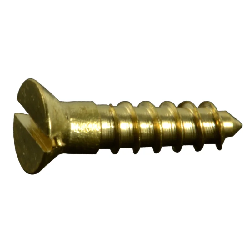 Machine Screws for Electrical Applications-#2 x 3/8" Brass Slotted Flat Head Wood Screws (30 pcs.)