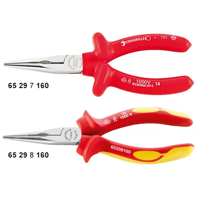 Pliers for Dealing with Delicate Wires-Stahlwille 65298160 6529 VDE Snipe Nose Pliers w/ Cutters, 160mm