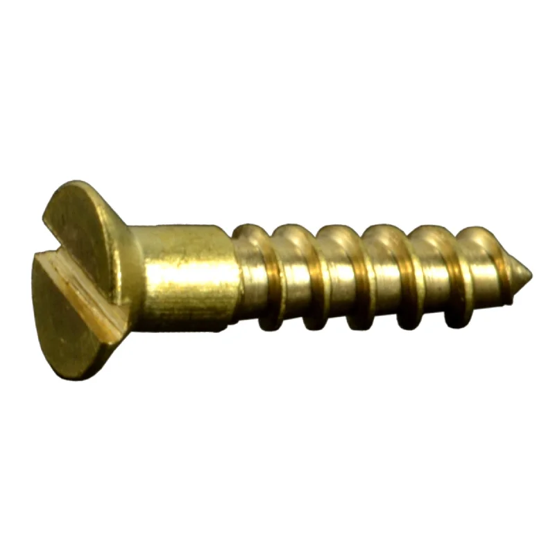 Screws for Joining Wooden Furniture Parts-#1 x 3/8" Brass Slotted Flat Head Wood Screws (35 pcs.)