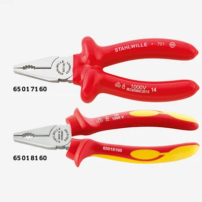 Locking Vice Pliers for Secure Gripping-Stahlwille 65017160 6501 VDE Combination Pliers, 160mm, Dip-Coated