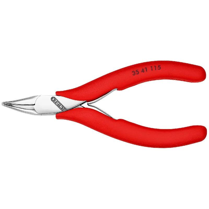 Long Nose Pliers for Reach and Precision-Knipex 35 41 115 4 1/2" Electronics 45° Angled Pliers-Half Round Tips