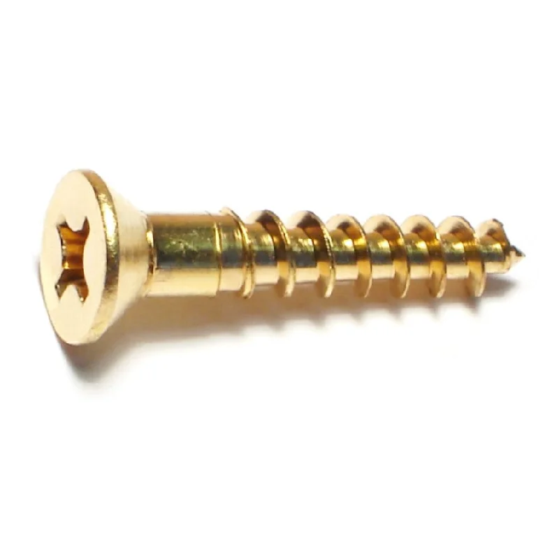 Screws with Hex Socket for High Torque Applications-#12 x 1-1/4" Brass Phillips Flat Head Wood Screws