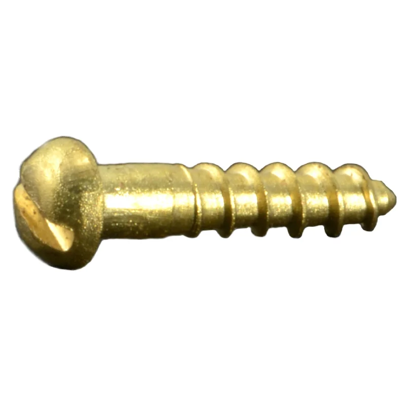 Screws for Outdoor Furniture and Decking-#1 x 3/8" Brass Slotted Round Head Wood Screws (35 pcs.)