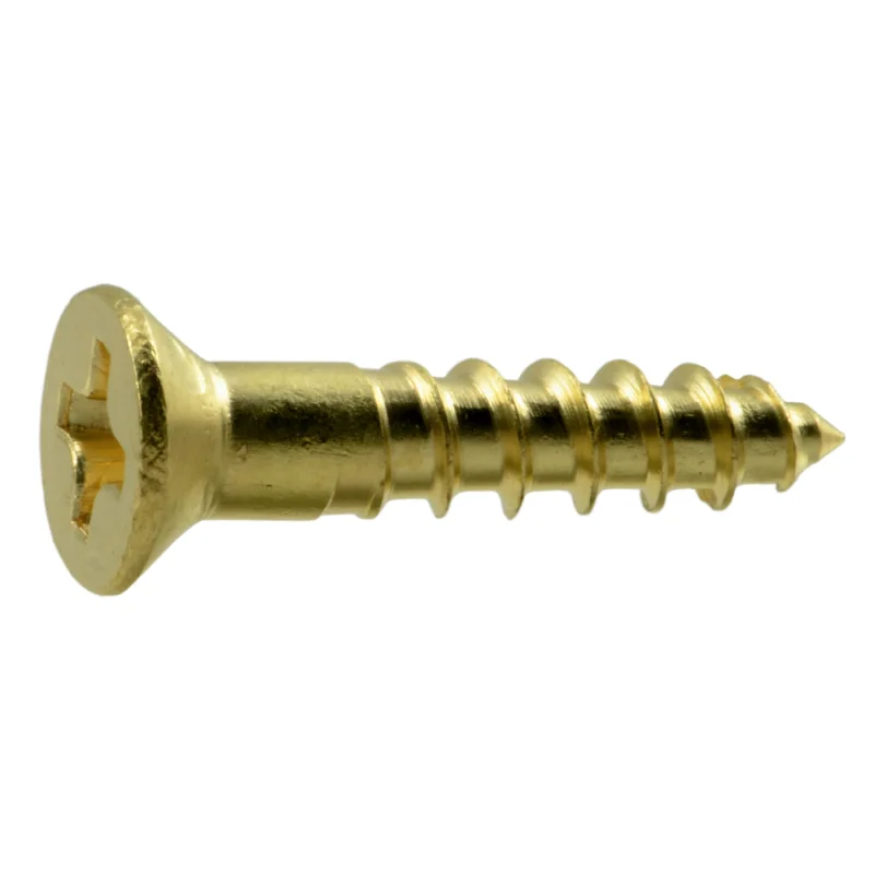 Screws for Securing Electrical Wiring and Cables-#5 x 5/8" Brass Phillips Flat Head Wood Screws (100 pcs)