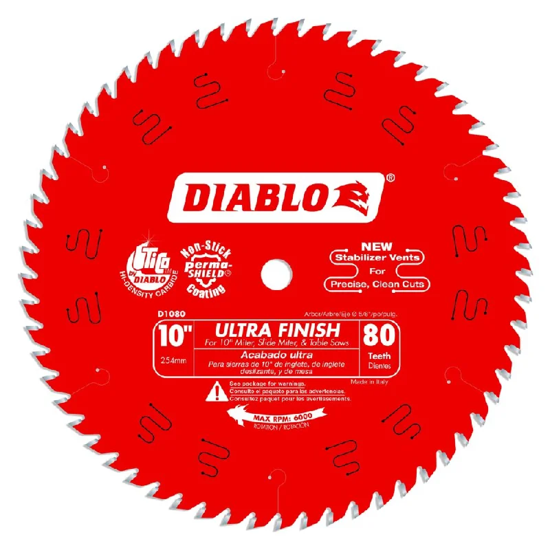 Heavy Duty Circular Saw Blades for Industrial Projects-Diablo D1080X 10" x 80 Ultra Finish Saw Blade