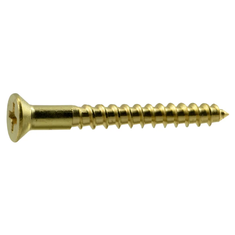 Screws for Car Repairs and Restoration-#6 x 1-1/4" Brass Phillips Flat Head Wood Screws