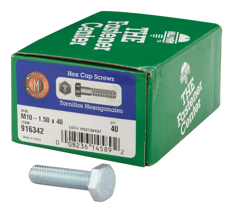 Self-Drilling Screws for Fast Installation-HILLMAN M10-1.50 mm D X 40 mm L Heat Treated Steel Hex Head Cap Screw 40 pk