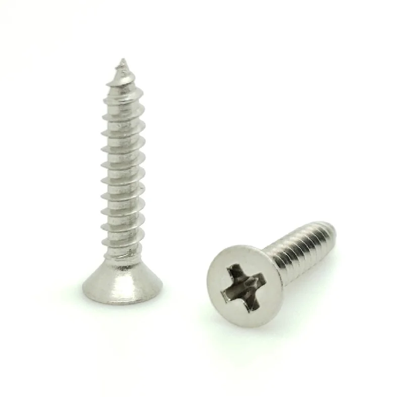 Outdoor Deck Screws for Wood Decking-100 Qty #4 x 5/8" Flat Head 304 Stainless Phillips Head Wood Screws (BCP107)