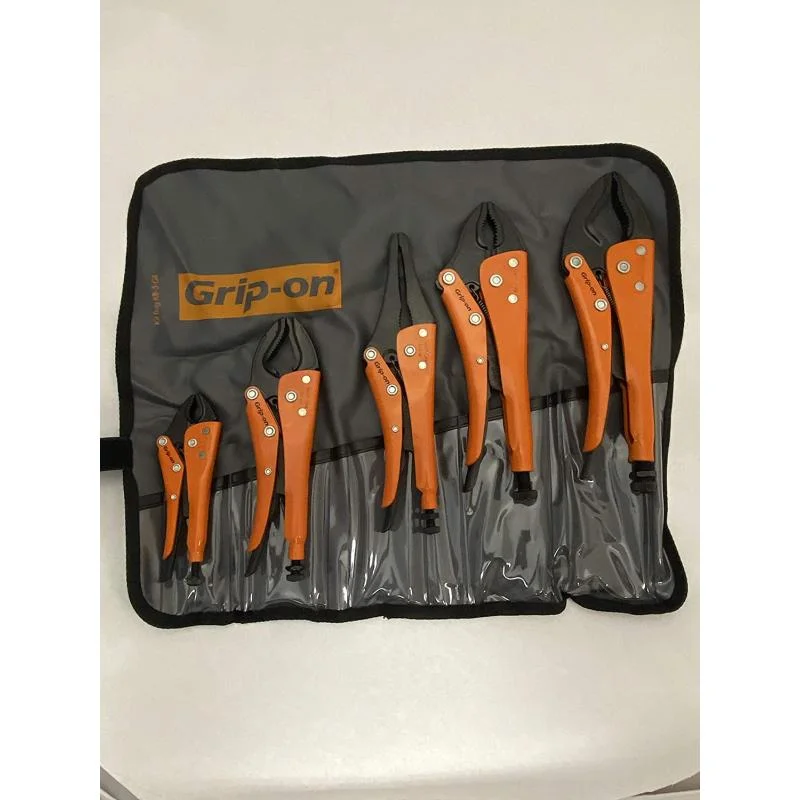 Pliers for Lifting, Gripping, and Cutting-Grip-On GK500 5-Piece General Purpose Locking Pliers Kit in Roll-Up Pouch