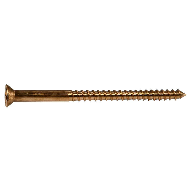 Self-Drilling Screws for Fast Installation-#8 x 2-1/2" Silicon Bronze Phillips Flat Head Wood Screws