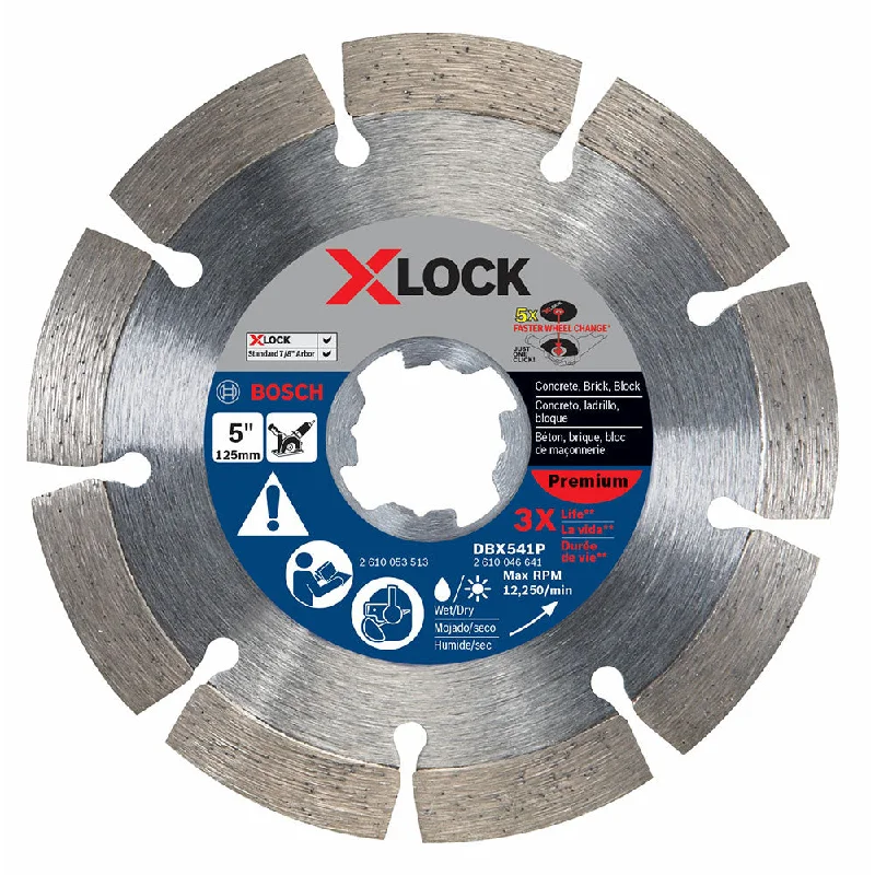 Cross-Cut Blade Saw Blades for Wood Cutting-Bosch DBX541P 5" Segmented Diamond Blade Premium, X-Lock