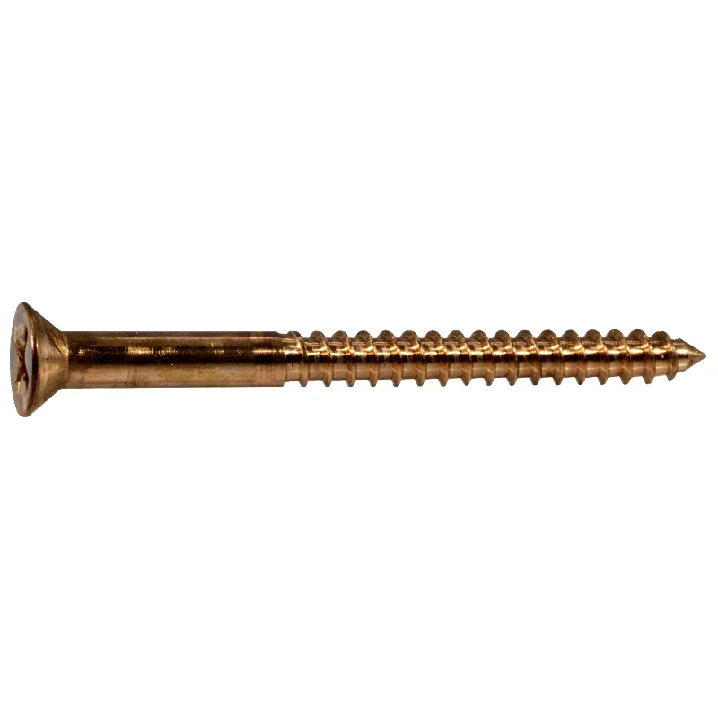 Screws for Secure Door and Window Fittings-#8 x 2" Silicon Bronze Phillips Flat Head Wood Screws