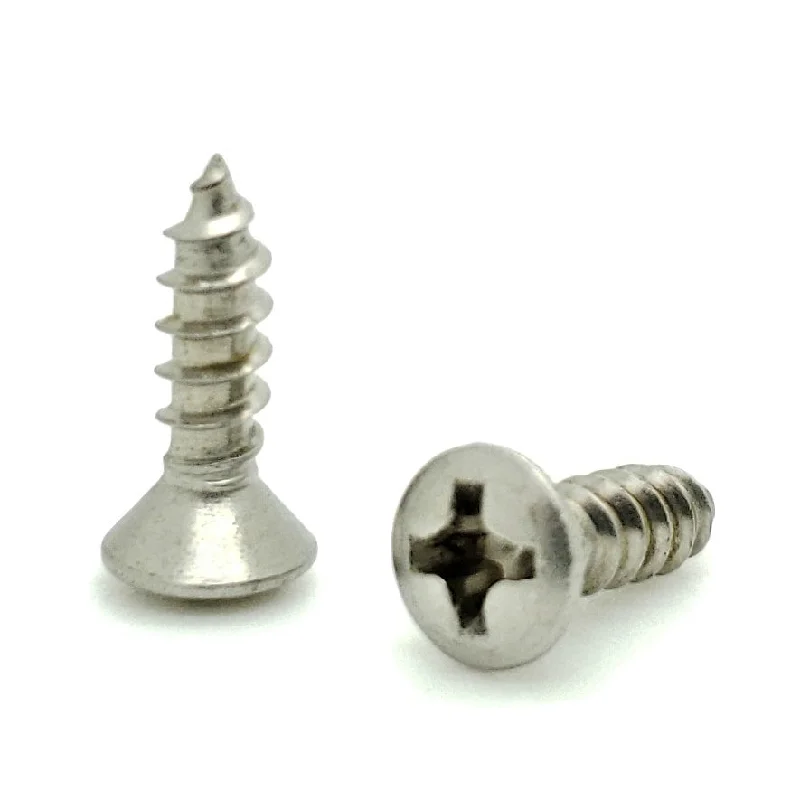 Self-Threading Screws for Quick Installations-100 Qty #6 x 1/2" Oval Head 304 Stainless Phillips Head Wood Screws (BCP618)