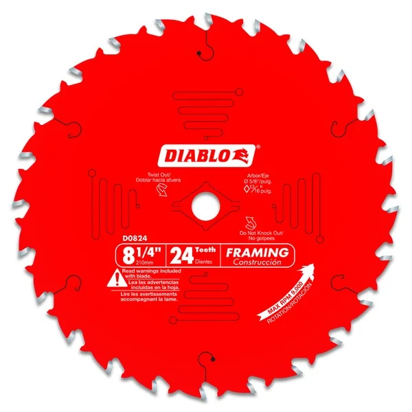 Heavy-Duty Circular Saw Blades for Tough Applications-Diablo D0824X 8-1/4 in. x 24 Tooth Framing Saw Blade