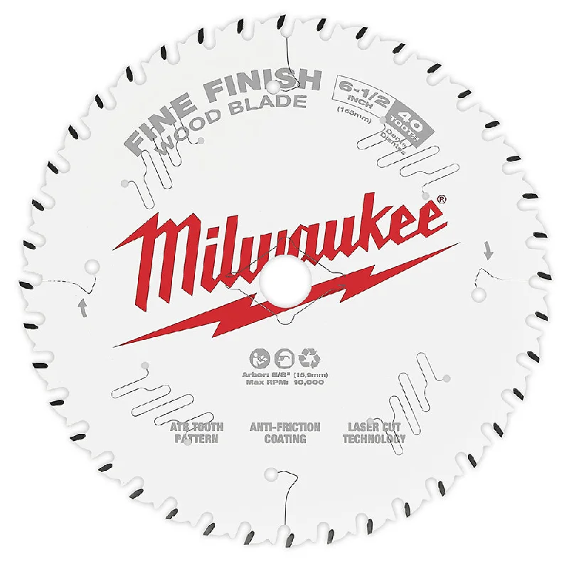 Chop Saw Blades for Quick Metal Cutting-Milwaukee 48-40-0622 6-1/2 in. 40T Fine Finish Circular Saw Blade