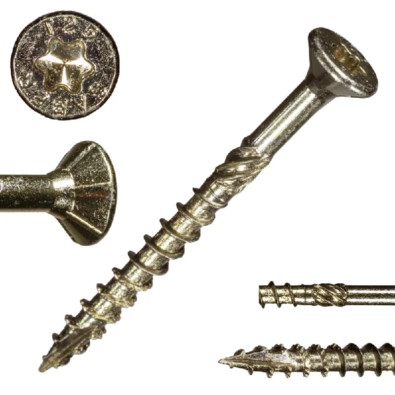 Sheetrock Screws for Drywall Installation-SaberDrive® Gold Zinc Star Drive Multi-Purpose Wood Screws