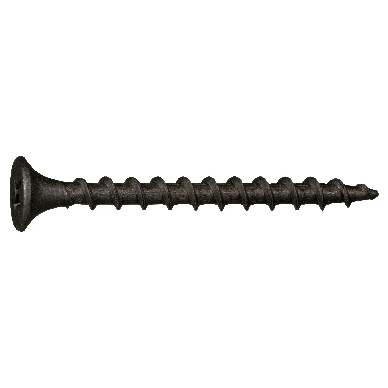 Screws for Fastening Pipe Fittings and Clamps-6 x 1-5/8" Black Phosphate Steel Coarse Thread Phillips Bugle Head Drywall Screws