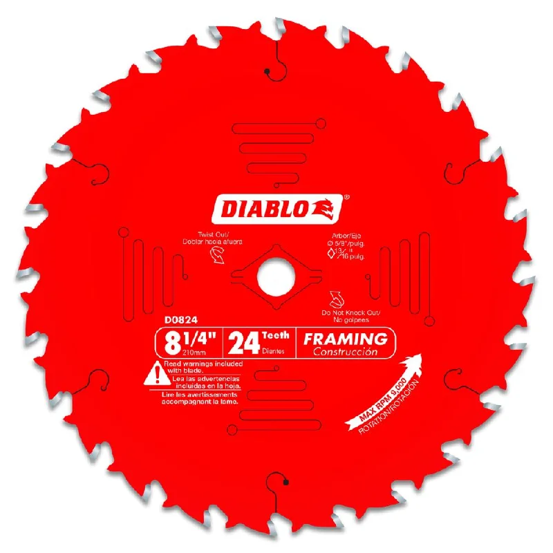 Fast-Cutting Saw Blades for Industrial Projects-Diablo D0824X 8-1/4" x 24 Framing Saw Blade