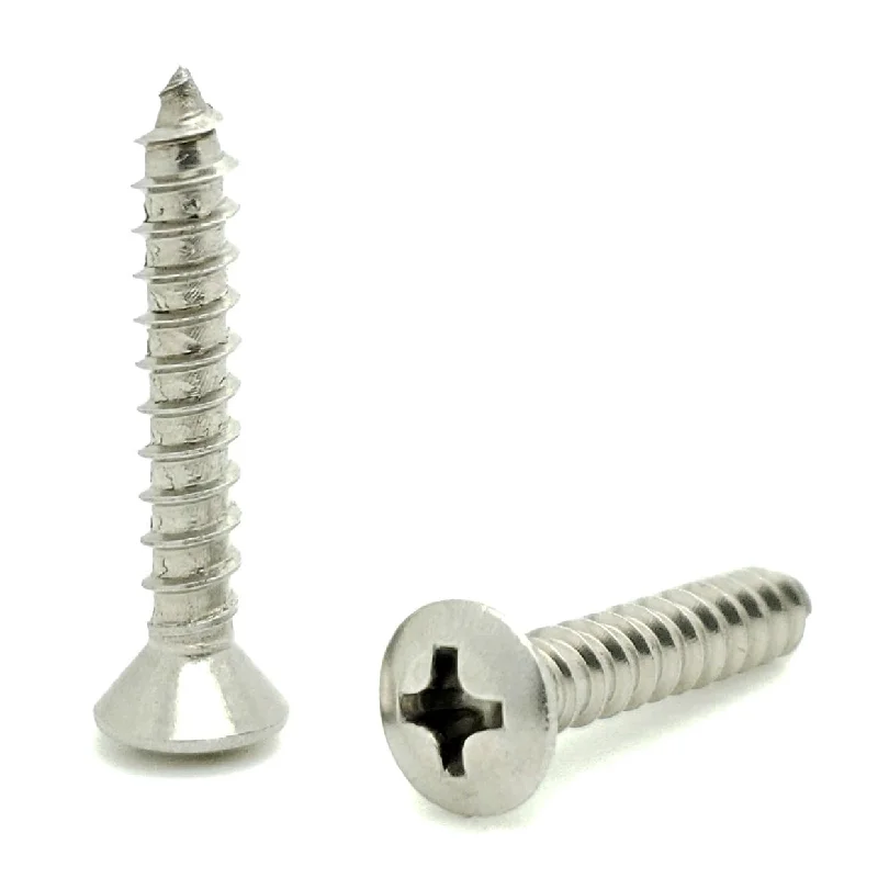 Rust-Proof Screws for Long-Term Durability-Fifty (50) #8 x 1" Oval Head 304 Stainless Phillips Head Wood Screws (BCP627)