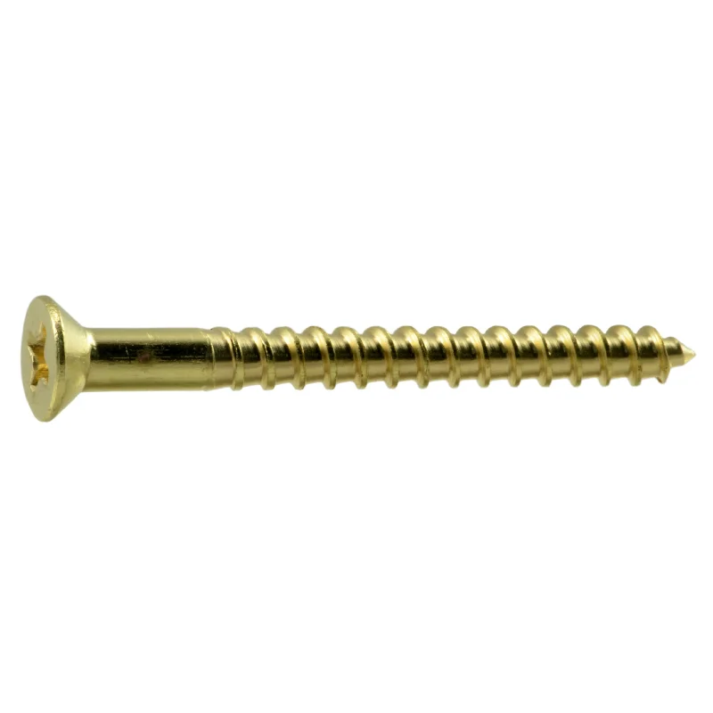 Sheet Metal Screws for DIY Projects-#6 x 1-1/2" Brass Phillips Flat Head Wood Screws (50 pcs.)