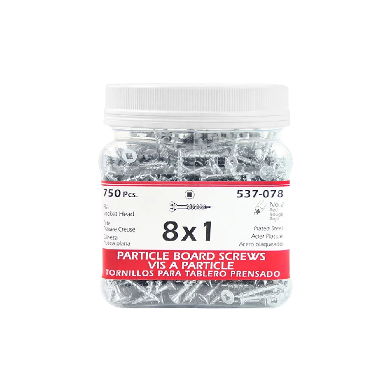 Sheet Metal Screws for DIY Projects-H Paulin #8 x 1 in. Zinc Coated Flat Head Square Drive Particle Board Screws (750-Jug)