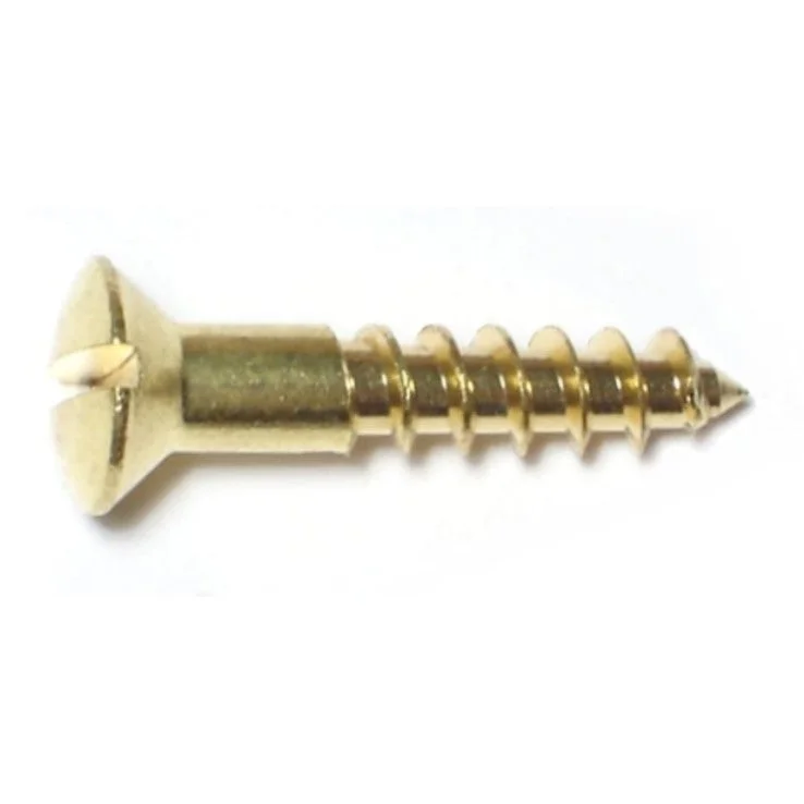 Machine Screws for Electrical Applications-#8 x 7/8" Brass Slotted Oval Head Wood Screws