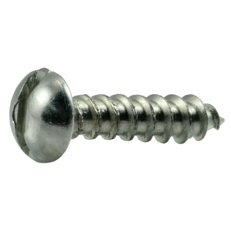 Screws for Secure Cabinet Hardware Mounting-#8 x 5/8" Zinc Plated Steel Slotted Round Head Wood Screws