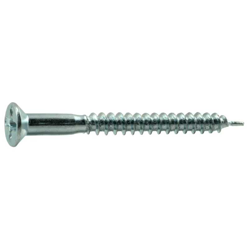 Stainless Steel Screws for Kitchen Installations-#8 x 1-3/4" Zinc Plated Steel Phillips Flat Head Wood Screws