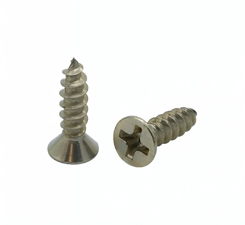 Rust-Proof Screws for Long-Term Durability-100 Qty #6 x 1/2" Flat Head 304 Stainless Phillips Head Wood Screws (BCP16)