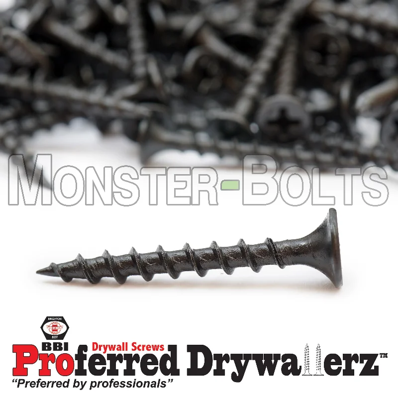 Screws for Car Repairs and Restoration-#6-9 x 1-1/4" Coarse Thread Phillips Bugle Head Drywall Screws w/ Piercing Point, Steel Black Phosphate