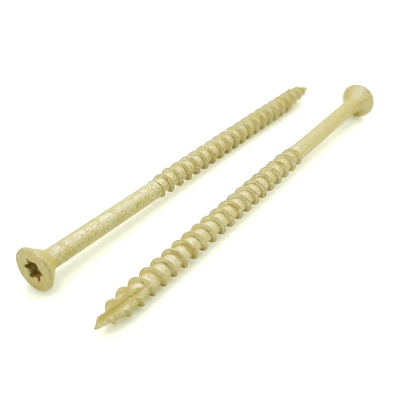 High-Strength Screws for Industrial Use-100 Qty #10 x 4" Inch Tan Fence & Deck Screws | Torx Star Drive | Bit Included (BCP924)