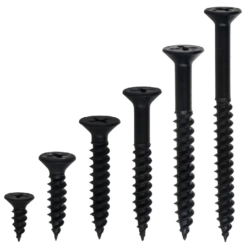 Screws with Torx Head for Extra Grip-TwinFast Black Phosphate Steel Phillips Flat Head Wood Screws - 100 pcs.