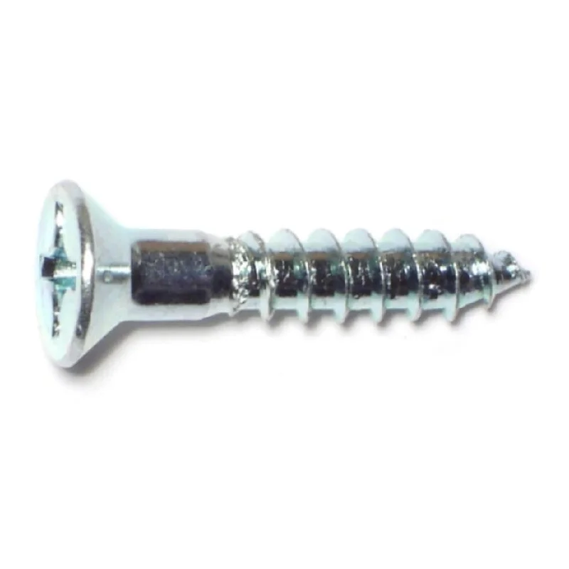 Flat-Head Screws for Smooth Finishes-#10 x 1" Zinc Plated Steel Phillips Flat Head Wood Screws