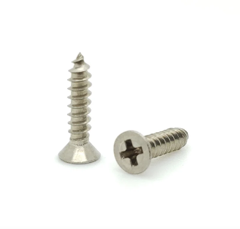 Screws for Drywall with Self-Drilling Tips-100 Qty #4 x 1/2" Flat Head 304 Stainless Phillips Head Wood Screws (BCP105)