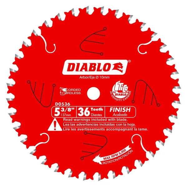 Blade Saw Blades for Fast Wood and Metal Cutting-Diablo D0536X 5-3/8 in. x 36 Tooth Finish Trim Saw Blade