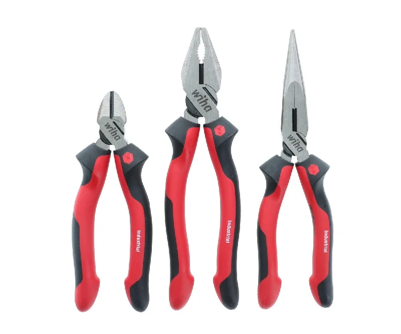 Adjustable Head Pliers for Various Sizes-Wiha Tools 30964 Industrial SoftGrip Pliers, 3 Pc.