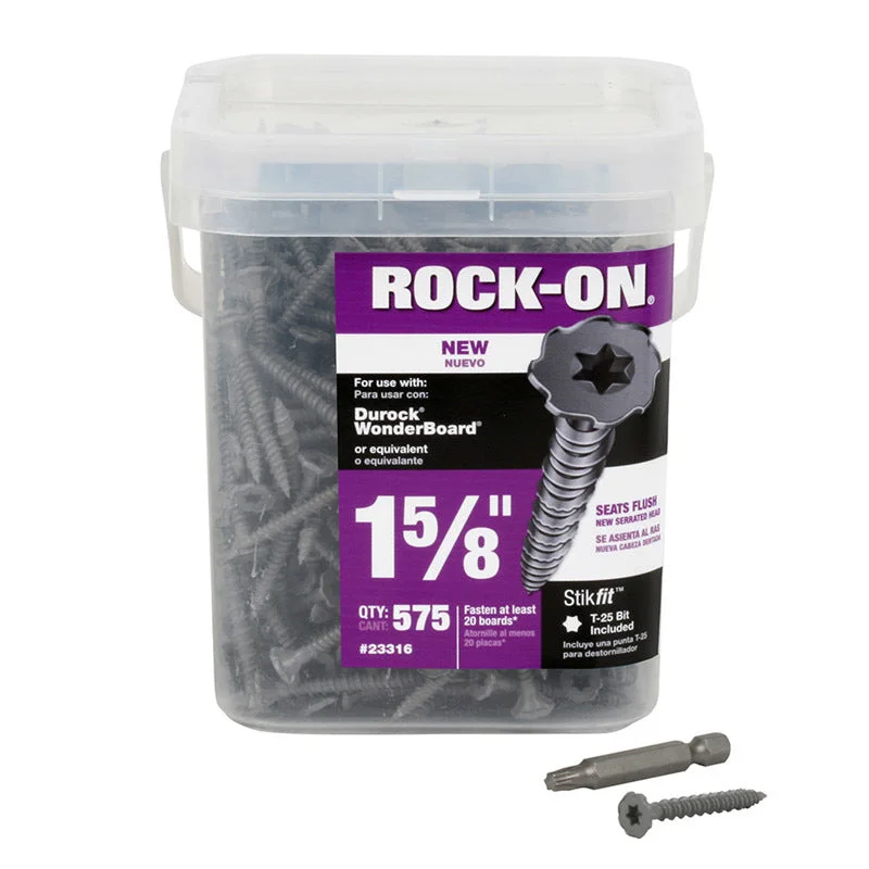 Screws for Electrical Panels and Switchboards-Rock-On No. 9 in. X 1.62 in. L Star Flat Head Serrated Cement Board Screws